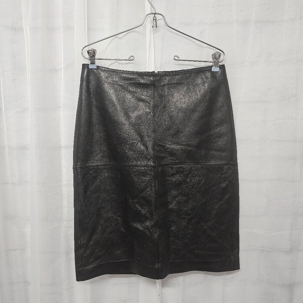 Clifford & Wills Black Leather Skirt Classic A-Line Party Office 10
